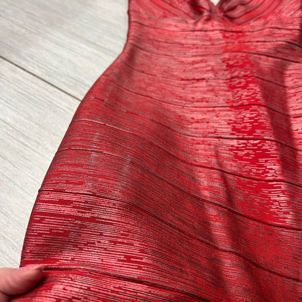 Bandage body red metallic foil mini dress size S, HL like - Picture 8 of 9
